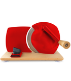 Jupiter Hand-Allesschneider mit Vollholzplatte, Edelstahl Messer, retro Design altweiß