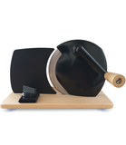 Jupiter Hand-Allesschneider mit Vollholzplatte, Edelstahl Messer, retro Design altweiß