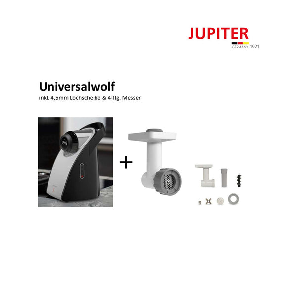 Jupiter kitchen machines mySystem meat grinder size 5 / vegetable grinder / universal grinder combination with system drive (motor block) & plug-in timer 